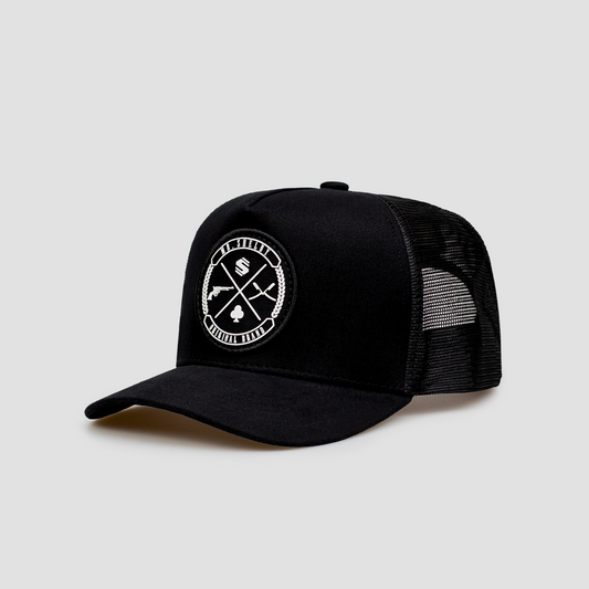 Boné Mr. Shelby Trucker Brasão Preto e Branco